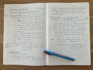 Katjas Mentoringheft voller Notizen
