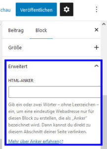 Erweiterte Blockeinstellungen