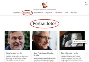 WEbsite mit Blogkategorien als Menüpunkten