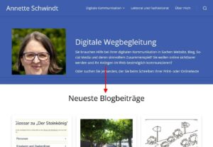 Startseite mit Abschnitt Neueste Blogbeiträge