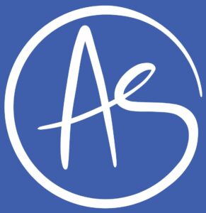 Logo aus den Buchstaben A und S, das in einen umlaufenden Kreis ähnlich dem @Zeichen endet