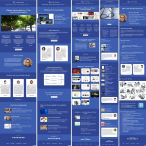 Collage aus mehrere Screenshots kompletter Seiten dieser Website