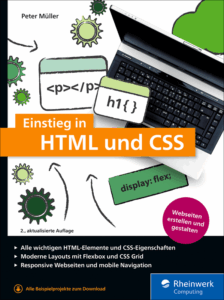 Cover von Einstieg in HTML und CSS mit orangefarbenem Titelbalken