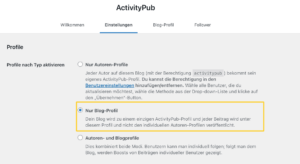 Screenshot Plugineinstellungen zu Art der Verbindung pro Autor, gsnzer Blog oder beides zusammen