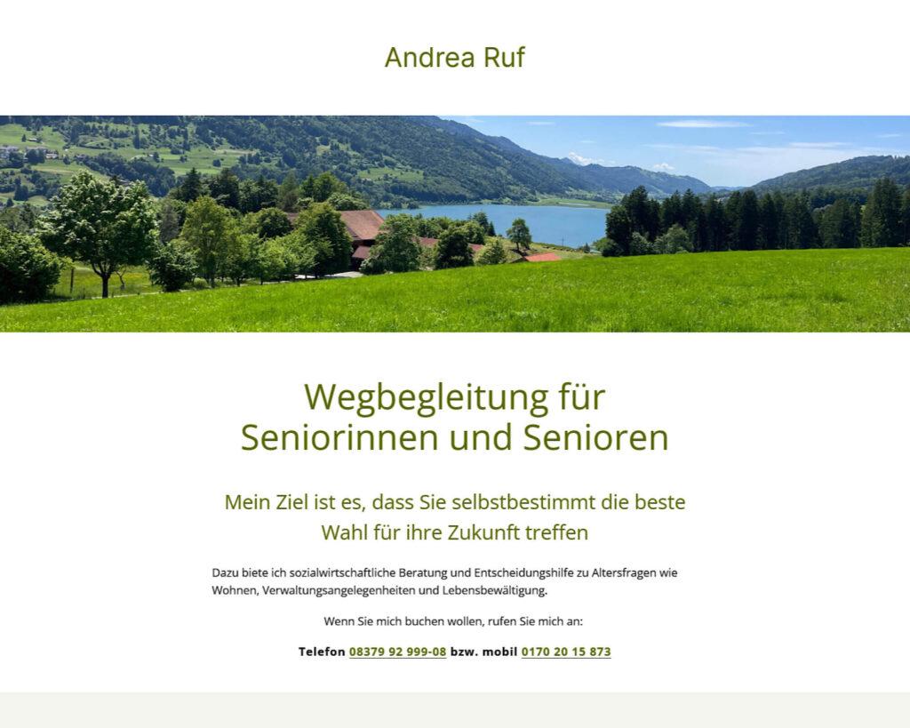 Screenhot der Seniorenberatung-Landingpage