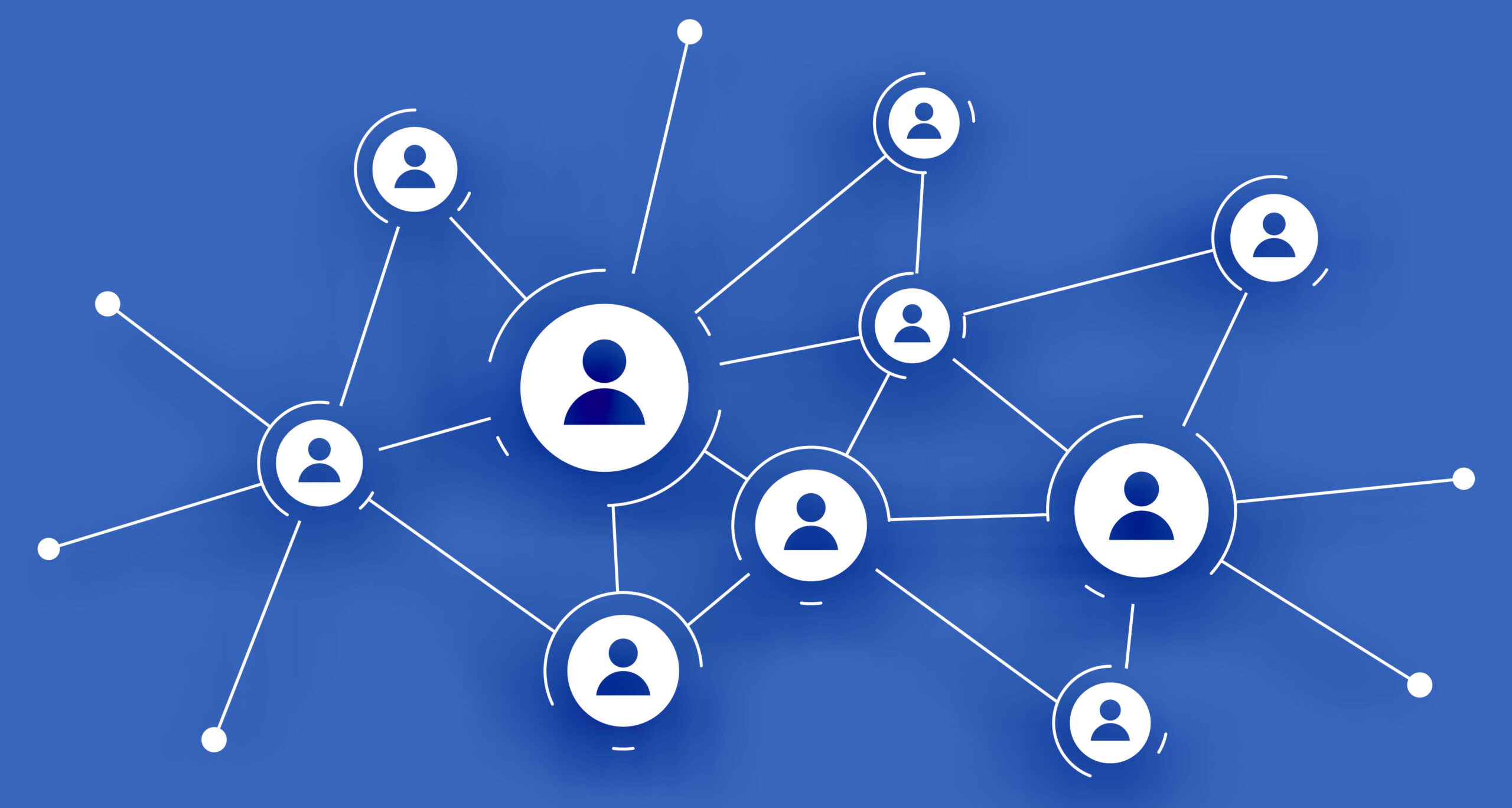 Illustraion von Mensch-Symbolen, die in einem Netzwerk verbunden sind