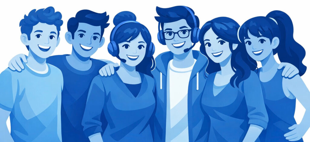 mehrere Menschen Arm in Arm